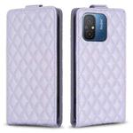 For Xiaomi Poco C55 / Redmi 12C Diamond Lattice Vertical Flip Leather Phone Case(Purple)