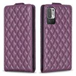 For Redmi Note 10 5G /Note 10T 5G Diamond Lattice Vertical Flip Leather Phone Case(Dark Purple)