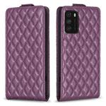 For Redmi Note 9 4G Diamond Lattice Vertical Flip Leather Phone Case(Dark Purple)