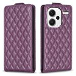 For Xiaomi Redmi Note 13 Pro+ 5G Diamond Lattice Vertical Flip Leather Phone Case(Dark Purple)