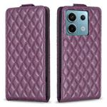 For Xiaomi Redmi Note 13 Pro Diamond Lattice Vertical Flip Leather Phone Case(Dark Purple)