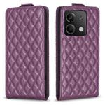 For Xiaomi Redmi Note 13 4G Global Diamond Lattice Vertical Flip Leather Phone Case(Dark Purple)