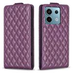 For Xiaomi Poco M6 Pro 4G Diamond Lattice Vertical Flip Leather Phone Case(Dark Purple)