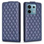 For Xiaomi Poco M6 Pro 4G Diamond Lattice Vertical Flip Leather Phone Case(Blue)