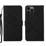 For iPhone 15 Pro Max Ethnic Style Embossed Pattern Leather Phone Case(Black)