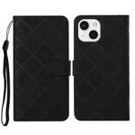 For iPhone 15 Ethnic Style Embossed Pattern Leather Phone Case(Black)