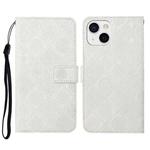 For iPhone 15 Ethnic Style Embossed Pattern Leather Phone Case(White)