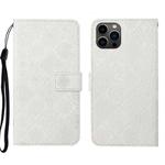 For iPhone 16 Pro Max Ethnic Style Embossed Pattern Leather Phone Case(White)