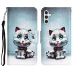 For Samsung Galaxy S23 FE 5G Colored Drawing Leather Phone Case(Blue Eyes)