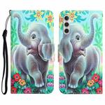 For Samsung Galaxy S23 FE 5G Colored Drawing Leather Phone Case(Elephant)