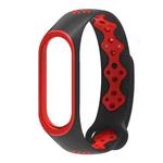 For Xiaomi Mi Band 3 / 4 Mijobs Sporty Fashion Two-color Silicone Watch Band(Black Red)