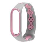 For Xiaomi Mi Band 3 / 4 Mijobs Sporty Fashion Two-color Silicone Watch Band(Gray Pink)
