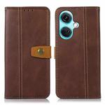 For OnePlus Nord CE3 5G Stitching Thread Calf Texture Leather Phone Case(Brown)