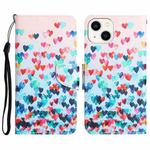 For iPhone 15 Plus Colored Drawing Leather Phone Case(Heart)