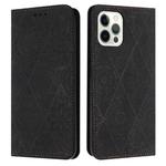 For iPhone 15 Pro Max Ethnic Embossed Adsorption Leather Phone Case(Black)