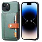 For iPhone 15 Plus Calfskin Card Slot TPU + PU Phone Case(Green)