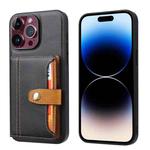 For iPhone 15 Pro Calfskin Card Slot TPU + PU Phone Case(Black)