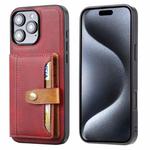 For iPhone 16 Pro Calfskin Card Slot TPU Hybrid PU Phone Case(Red)