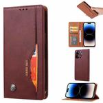 For iPhone 15 Pro Max Knead Skin Texture Flip Leather Phone Case(Wine Red)