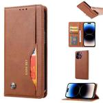 For iPhone 15 Pro Knead Skin Texture Horizontal Flip Leather Phone Case(Brown)