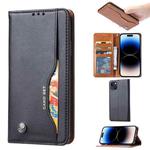 For iPhone 15 Knead Skin Texture Horizontal Flip Leather Phone Case(Black)