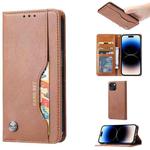 For iPhone 15 Knead Skin Texture Flip Leather Phone Case(Brown)