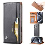 For iPhone 16 Pro Max Knead Skin Texture Flip Leather Phone Case(Black)