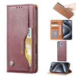 For iPhone 16 Pro Max Knead Skin Texture Flip Leather Phone Case(Wine Red)