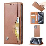 For iPhone 16 Pro Knead Skin Texture Flip Leather Phone Case(Brown)