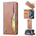 For iPhone 16 Plus Knead Skin Texture Flip Leather Phone Case(Brown)