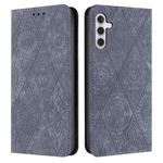 For Samsung Galaxy S23 FE 5G Ethnic Embossed Adsorption Leather Phone Case(Grey)