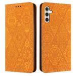 For Samsung Galaxy A05s Ethnic Embossed Adsorption Leather Phone Case(Yellow)