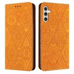 For Samsung Galaxy S24+ 5G Ethnic Embossed Adsorption Leather Phone Case(Yellow)