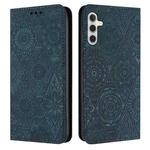 For Samsung Galaxy S24+ 5G Ethnic Embossed Adsorption Leather Phone Case(Blue)