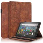 For Amazon Kindle Fire HD 10 2023 Life Tree Series Horizontal Flip Leather Tablet Case(Brown)