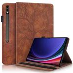 For Samsung Galaxy Tab S9 Ultra Life Tree Series Horizontal Flip Leather Tablet Case(Brown)