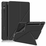 For Samsung Galaxy Tab S9 Cloth Texture Multi-folding Horizontal Flip Leather Tablet Case(Black)