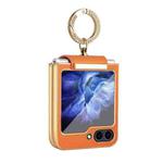 For Samsung Galaxy Z Flip5 Colorful PU Phone Case with Ring Holder(Orange)