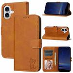 For iPhone 17 Embossed Happy Cat Pattern Flip Leather Phone Case(Yellow)