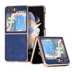 For Samsung Galaxy Z Flip5 Nano Plating Morocco Texture PU Phone Case(Blue)