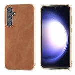 For Samsung Galaxy Z Flip5 Nano Plating Cowhide Texture PU Phone Case(Brown)