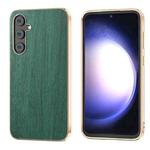 For Samsung Galaxy Z Flip5 Nano Plating Wood Texture PU Phone Case(Green)