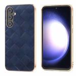 For Samsung Galaxy S23 FE 5G Nano Plating Weave Plaid Texture PU Phone Case(Blue)