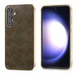 For Samsung Galaxy S23 FE 5G Nano Plating Weave Plaid Texture PU Phone Case(Green)