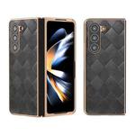 For Samsung Galaxy Z Fold5 Nano Plating Weave Plaid Texture PU Phone Case(Black)