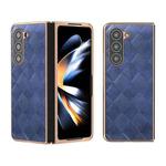 For Samsung Galaxy Z Fold5 Nano Plating Weave Plaid Texture PU Phone Case(Blue)