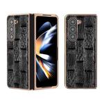 For Samsung Galaxy Z Fold5 Nano Electroplate Mahjong Texture Leather Phone Case(Black)