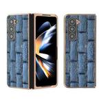 For Samsung Galaxy Z Fold5 Nano Electroplate Mahjong Texture Leather Phone Case(Blue)