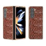 For Samsung Galaxy Z Fold5 Sky Series Nano Electroplating Genuine Leather Phone Case(Coffee)