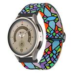 For Coros Pace 2 / Coros Apex 42mm 20mm Painted Colorful Nylon Woven Buckle Watch Band(Geometric Rainbow)